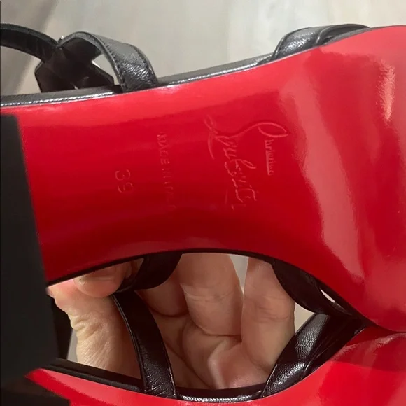 39 BRAND NEW Christian Louboutin Black Studded Slingback Sandals - Picture 6 of 7